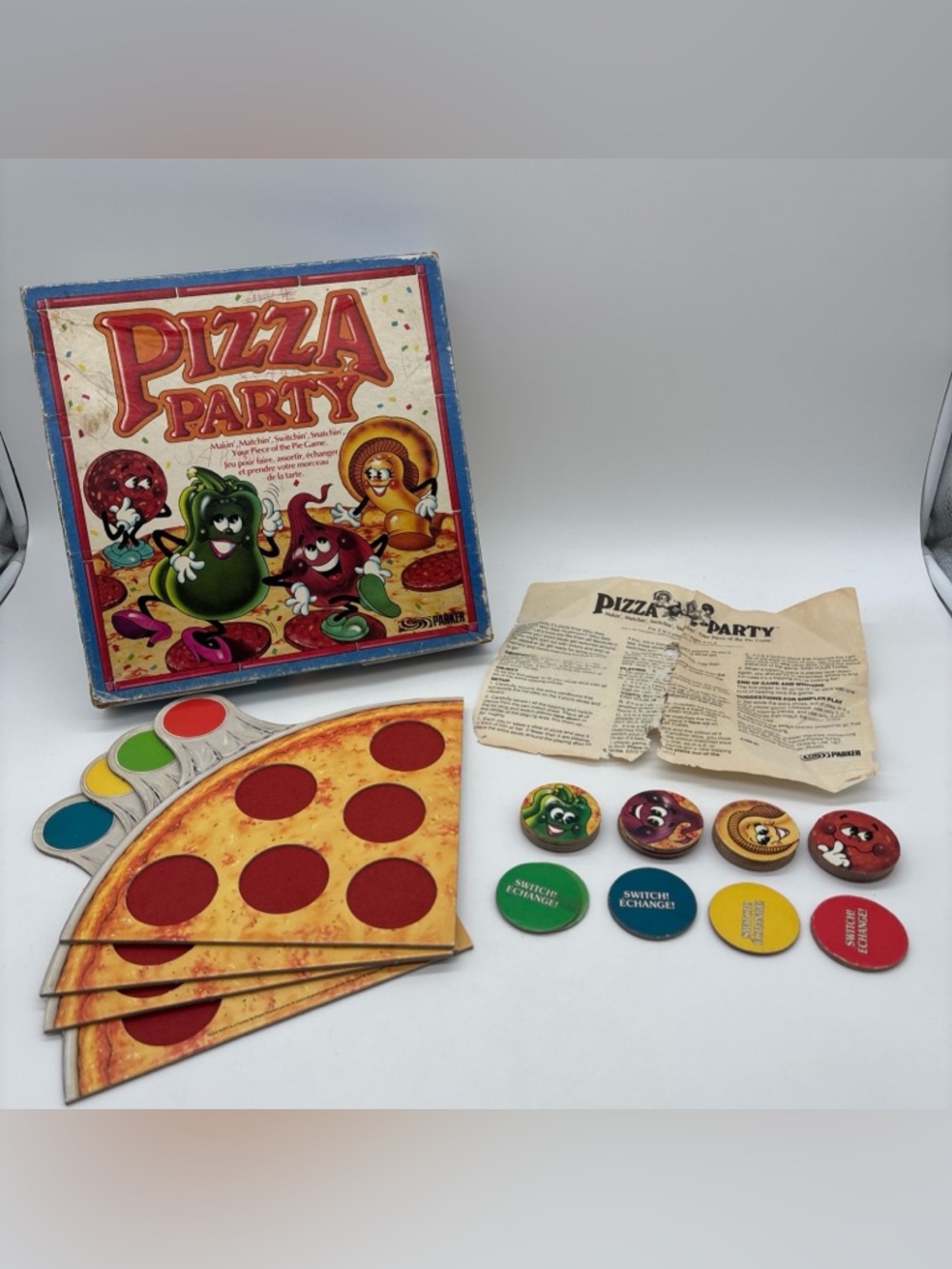 Parker Brothers Pizza Party Board Game 1986 Kids Matching Game - 100% Complete